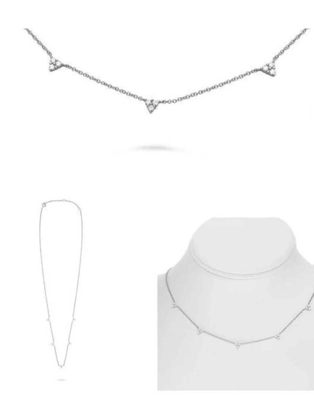 14 karat white gold natural diamond necklace
